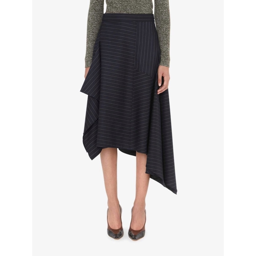 NWOT JW ANDERSON Panelled Asymmetric Midi Skirt in Navy Pin Stripe Handkerchief